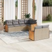 Set sofás de jardín 7 piezas y cojines ratán sintético beige