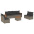 Set de muebles de jardín 9 pzas y cojines ratán sintético