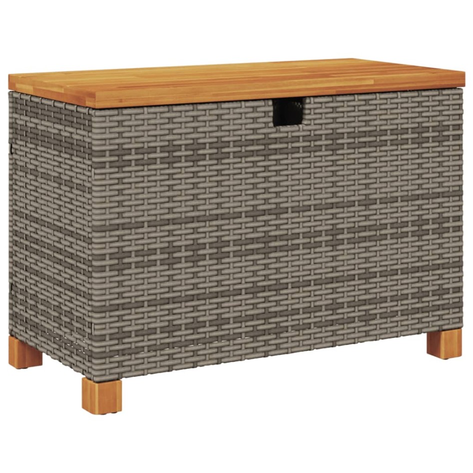 Caja de almacenaje jardín madera acacia ratán gris 80x40x48