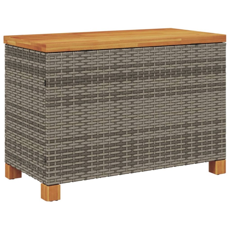 Caja de almacenaje jardín madera acacia ratán gris 80x40x48