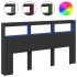 Cabecero de cama con LED negro 180x17x102