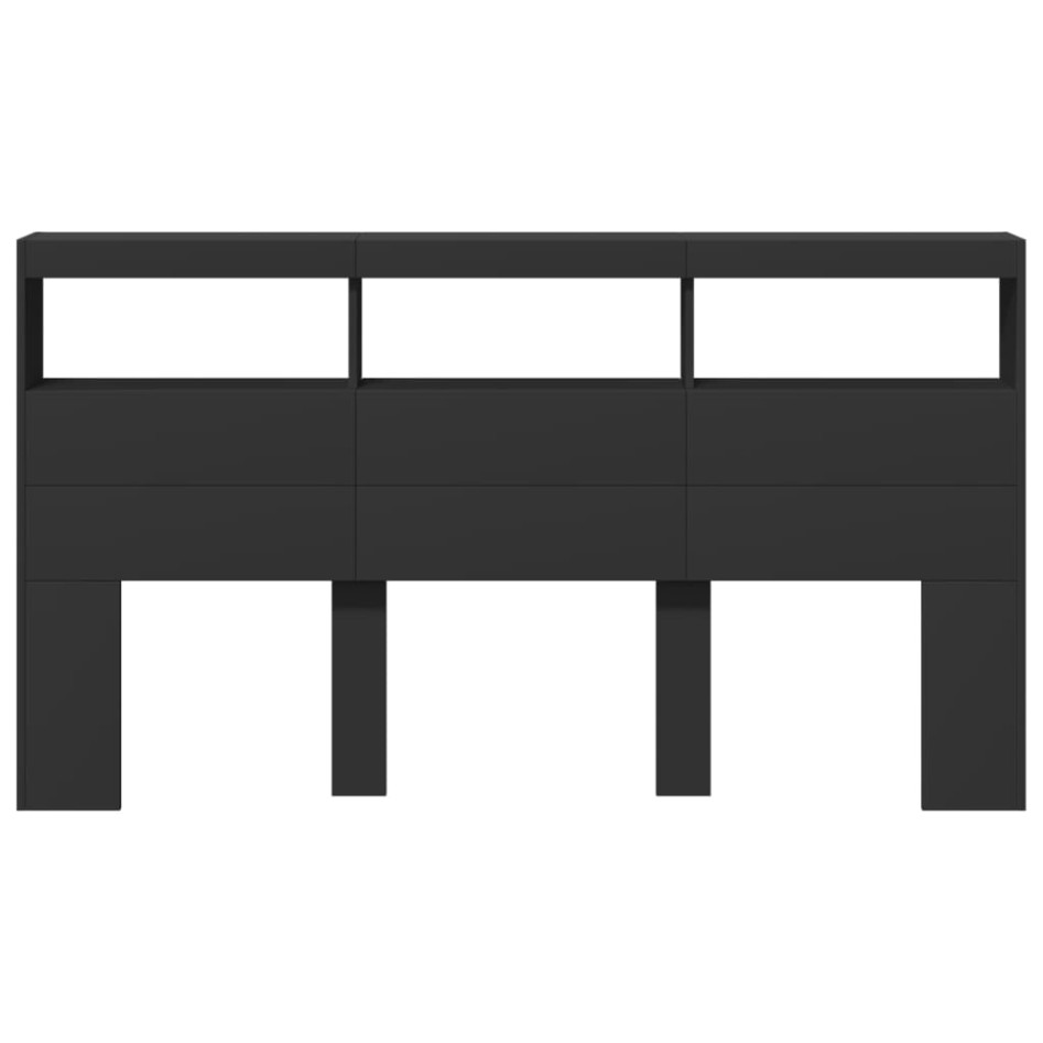 Cabecero de cama con LED negro 180x17x102