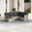 Set de sofás de jardín 7 pzas con cojines ratán PE gris claro