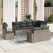 Set de sofás de jardín 8 pzas y cojines ratán sintético gris