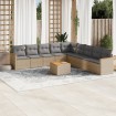 Juego de sofás jardín con cojines beige 10 pzas ratán sintético
