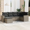 Set de sofás de jardín 6 pzas y cojines ratán sintético gris