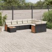 Set de sofás de jardín 10 pzas cojines ratán sintético negro