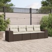 Set de sofás de jardín 4 pzas y cojines ratán sintético marrón