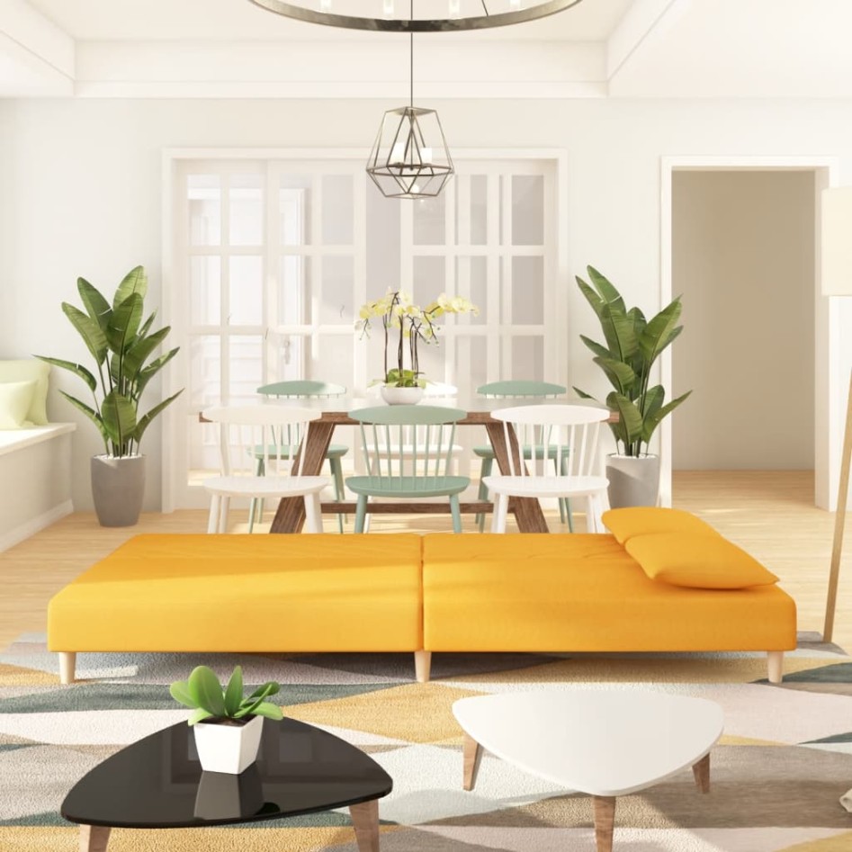 Sofá cama de 2 plazas con dos almohadas tela color