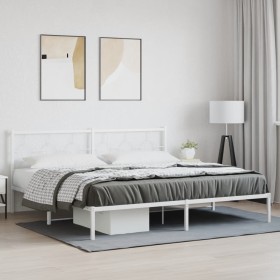 Estructura cama sin colchón con cabecero metal blanco