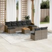 Set de sofás de jardín 10 pzas con cojines ratán sintético gris