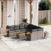 Set de muebles de jardín 9 pzas y cojines ratán sintético gris