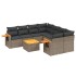 Set de muebles de jardín 9 pzas y cojines ratán sintético