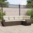 Set comedor de jardín 5 piezas y cojines ratán sintético marrón