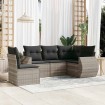 Set de sofás jardín y cojines 5 pzas ratán sintético gris claro