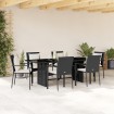 Set de comedor de jardín 7 pzas y cojines ratán sintético negro