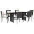 Set de comedor de jardín 7 pzas y cojines ratán sintético