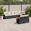 Set de sofás de jardín 8 piezas y cojines ratán sintético negro