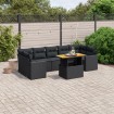 Set de sofás de jardín 8 piezas y cojines ratán sintético negro