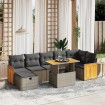 Set de sofás de jardín 8 pzas y cojines ratán sintético gris