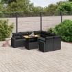 Set de sofás de jardín 8 piezas y cojines ratán sintético negro