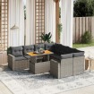 Set de muebles de jardín 9 pzas y cojines ratán sintético gris