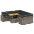 Set de muebles de jardín 9 pzas y cojines ratán sintético