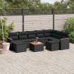 Set de sofás de jardín 10 pzas cojines ratán sintético negro