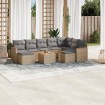 Juego de sofás jardín con cojines beige 10 pzas ratán sintético