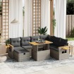 Set de sofás de jardín 8 pzas y cojines ratán sintético gris