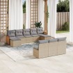 Juego de sofás jardín con cojines beige 10 pzas ratán sintético