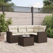 Set comedor de jardín 5 piezas y cojines ratán sintético marrón