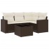 Set comedor de jardín 5 piezas y cojines ratán sintético