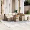 Juego de sofás de jardín con cojines beige 8 pzas ratán PE