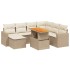 Juego de sofás de jardín con cojines beige 8 pzas ratán