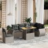 Set de sofás de jardín 7 piezas con cojines ratán PE