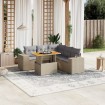 Juego de sofás jardín con cojines 6 pzas ratán sintético beige