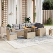 Set sofás de jardín 7 piezas y cojines ratán sintético beige