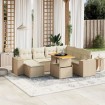 Juego de sofás de jardín con cojines beige 8 pzas ratán PE