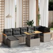 Set de sofás de jardín 8 pzas y cojines ratán sintético gris
