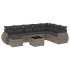 Set de muebles de jardín 9 pzas y cojines ratán sintético