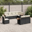 Set de sofás de jardín 8 piezas y cojines ratán sintético negro