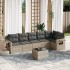 Set de sofás de jardín 7 pzas con cojines ratán PE gris