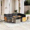 Set de sofás de jardín 8 pzas y cojines ratán sintético gris