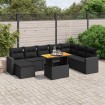 Set de sofás de jardín 8 piezas y cojines ratán sintético negro