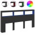 Cabecero de cama con luz LED negro 200x17x102