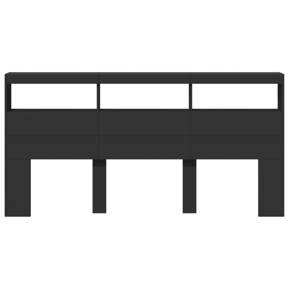 Cabecero de cama con luz LED negro 200x17x102