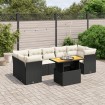 Set de sofás de jardín 8 piezas y cojines ratán sintético negro