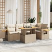 Juego de sofás jardín con cojines 6 pzas ratán sintético beige