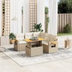 Juego de sofás jardín con cojines 6 pzas ratán sintético beige